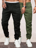 Manfinity Homme Men 2pcs Drawstring Waist Sweatpants For Autumn