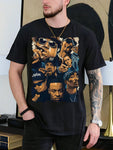 Trendy Hip-Hop Style Printed Men's Cotton Short-Sleeved T-Shirt 190gsm