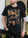 Trendy Hip-Hop Style Printed Men's Cotton Short-Sleeved T-Shirt 190gsm