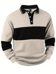 Manfinity Homme Men's Button-Up Long Sleeve Striped Pullover Sweatshirt