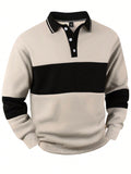 Manfinity Homme Men's Button-Up Long Sleeve Striped Pullover Sweatshirt