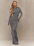 MISSGUIDED Jersey Round Neck Long Sleeves Bodycon Maxi Dress