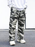 Manfinity EMRG Men's Camouflage Print Cargo Pants With Flap Pockets, Side Drawstring And Loose-Fit Design