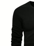 Manfinity Basics Men's 3Pcs Round Neck Long Sleeve Plain Casual Workout Sweatshirt, Boyfriend Gift,