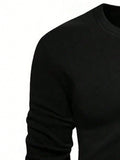 Manfinity Basics Men's 3Pcs Round Neck Long Sleeve Plain Casual Workout Sweatshirt, Boyfriend Gift,