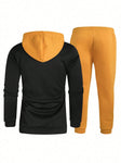 2pcs Men's Sportswear Set With Casual Long Sleeved Face Pattern Hooded Sweatshirt And Jogging Pants, Perfect For Daily Or Casual Wear In Spring, Autumn Or Winter.