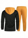 2pcs Men's Sportswear Set With Casual Long Sleeved Face Pattern Hooded Sweatshirt And Jogging Pants, Perfect For Daily Or Casual Wear In Spring, Autumn Or Winter.