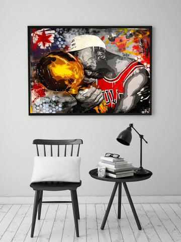 1 Pc Abstract Graffiti Basketball Player Canvas Art - Frameless Sport Star Wall Decor For Living Room, Bedroom, Gym, Or Dorm