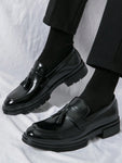 Business Black Dress Shoes For Men, Tassel Decor Dress Loafers