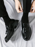 Business Black Dress Shoes For Men, Tassel Decor Dress Loafers