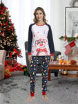 2pcs Women Christmas Family Matching Pajama Set - Christmas Tree Print Long Sleeve Top And Long Pants Sleepwear Comfy Holiday Loungewear