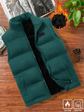 Manfinity Homme Loose Fit Men's Letter Patched Thermal Lined Puffer Vest Coat