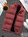 Manfinity Homme Loose Fit Men's Letter Patched Thermal Lined Puffer Vest Coat