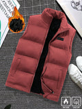 Manfinity Homme Loose Fit Men's Letter Patched Thermal Lined Puffer Vest Coat