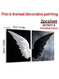 2pcs/Set Modern Canvas Print Posters, Black And White Angel WingsCanvas Wall Art Paintings, Artwork Wall Painting For Living Room Bedroom Bathroom Office Hallway Wall Decors, No Frames