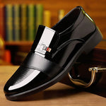 Men Metal Detail Slip-on Dress Loafers, Business Office Black Dress Shoes