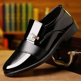 Men Metal Detail Slip-on Dress Loafers, Business Office Black Dress Shoes