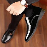 Men Metal Detail Slip-on Dress Loafers, Business Office Black Dress Shoes