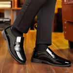 Men Metal Detail Slip-on Dress Loafers, Business Office Black Dress Shoes