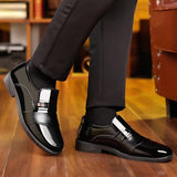 Men Metal Detail Slip-on Dress Loafers, Business Office Black Dress Shoes