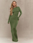 MISSGUIDED Jersey Round Neck Long Sleeves Bodycon Maxi Dress