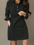 Spring And Autumn New Style Fashion Casual Lapel Button Decoration Long Sleeve Women's Short Dress