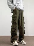 Manfinity EMRG Loose Fit Men's Cargo Pants With Flap Pockets, Side Drawstring Waist