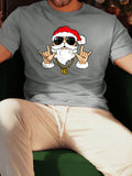 Manfinity Homme Men Round Neck Short Sleeve Santa Claus Graphic Printed Simple T-Shirt, Casual For Daily Wear, For Friends