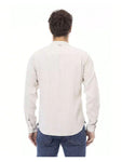 Baldinini TREND Men's Mandarin Collar Long Sleeve Shirt White