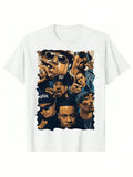 Trendy Hip-Hop Style Printed Men's Cotton Short-Sleeved T-Shirt 190gsm