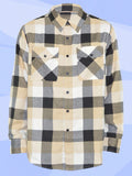 Men's Woven Plaid Flannel Long Sleeve Brushed Casual Fitted Normal Shacket