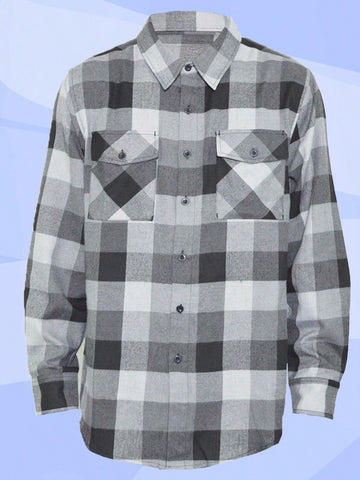 Men's Woven Plaid Flannel Long Sleeve Brushed Casual Fitted Normal Shacket