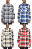 Men's Woven Plaid Flannel Long Sleeve Brushed Casual Fitted Normal Shacket