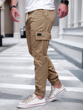 Manfinity Homme Men's Simple Front Lace-Up Pocket Cargo Pants, Casual Daily Wear