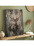 1pc Framed Abstract Deer Canvas Painting, Living Room Bedroom Art, Light Luxury Background Wall Painting, Studio Hallway Hanging, With Outer Frame, Polyurethane Frame ,Posters,Wall Art,Room Decoration Stuff