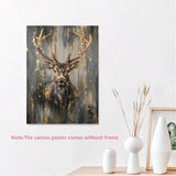 1pc Framed Abstract Deer Canvas Painting, Living Room Bedroom Art, Light Luxury Background Wall Painting, Studio Hallway Hanging, With Outer Frame, Polyurethane Frame ,Posters,Wall Art,Room Decoration Stuff