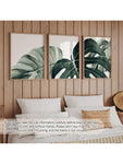 3pcs/Set Finished Framed, Canvas Poster, Modern Art, Tropical Plant Turtleback Bamboo Leaf Painting, Botanical Illustration, Ideal Gift For Bedroom Living Room Hallway, Wall Art, Wall Decoration, Winter Decoration, Room Decoration