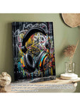 1pc Graffiti Wall Art Print, Abstract Urban DJ Headphones Poster, Retro Music Wall Graffiti Picture Decor, Modern Street Digital Pop Art, Teen Men Kid Gamer Bedroom Room Decor Wooden Frame - Thickness 1.5cm Posters,Wall Art,Room Decoration Stuff