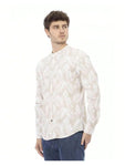 Baldinini TREND Men's Casual Printed Long Sleeve Button Down Shirt Beige