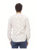 Baldinini TREND Men's Casual Printed Long Sleeve Button Down Shirt Beige