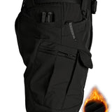 Men's Fleece-Lined Waterproof Tactical Pants for Outdoor Winter Wear