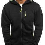 Men's Casual Hooded Jacket - Full Zip, Long Sleeve, Polyester Blend, Solid Color with Kangaroo Pocket - Perfect for Fall