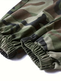 Men's Camouflage Cropped Multi-functional Cargo Pants - Durable, Water-Resistant Fabric - For Hiking, Camping