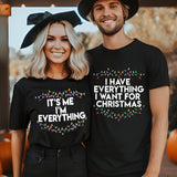 Cozy Cotton Christmas Pajama Set for Couples - 'I Have Everything I Want' Print, Short Sleeve Crew Neck T-Shirt