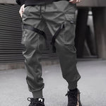 Mens Versatile Black Cargo Pants - Relaxed Fit with Multiple Pockets - Comfortable Streetwear for Casual and Outdoor Wear