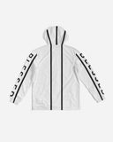 Mens Hooded Windbreaker - Blessed Sleeve Stripe White Water Resistant - MapleARTUS