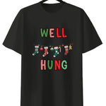 Funny Matching Christmas Couples T-Shirts - 100% Cotton, Machine Washable, Casual Round Neck Tees for All Seasons, Cozy, Xmas