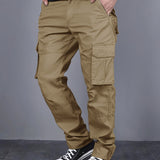 Men's Casual Cargo Pants with Multi-Pocket Design - Loose Fit, Drawstring Waist for Hiking, Fishing