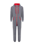 Winter Men's One-piece Thermal Hooded Jumpsuit for Casual Zip Up