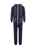 Winter Men's One-piece Thermal Hooded Jumpsuit for Casual Zip Up